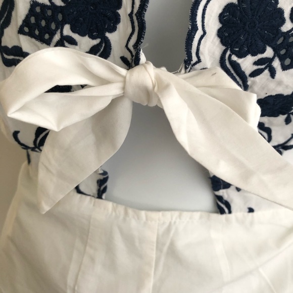 Embroidered Navy & White Romper - Picture 7 of 9